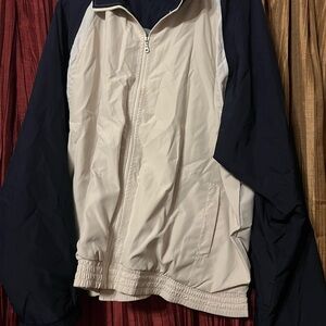 Roundtree & Yorke Two-Tone Cream and Navy Windbreaker Jacket